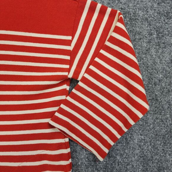 J Crew Dress Womens Medium Red Ivory Striped Knit Tunic 3/4 Sleeve Casual Pocket - Picture 11 of 14